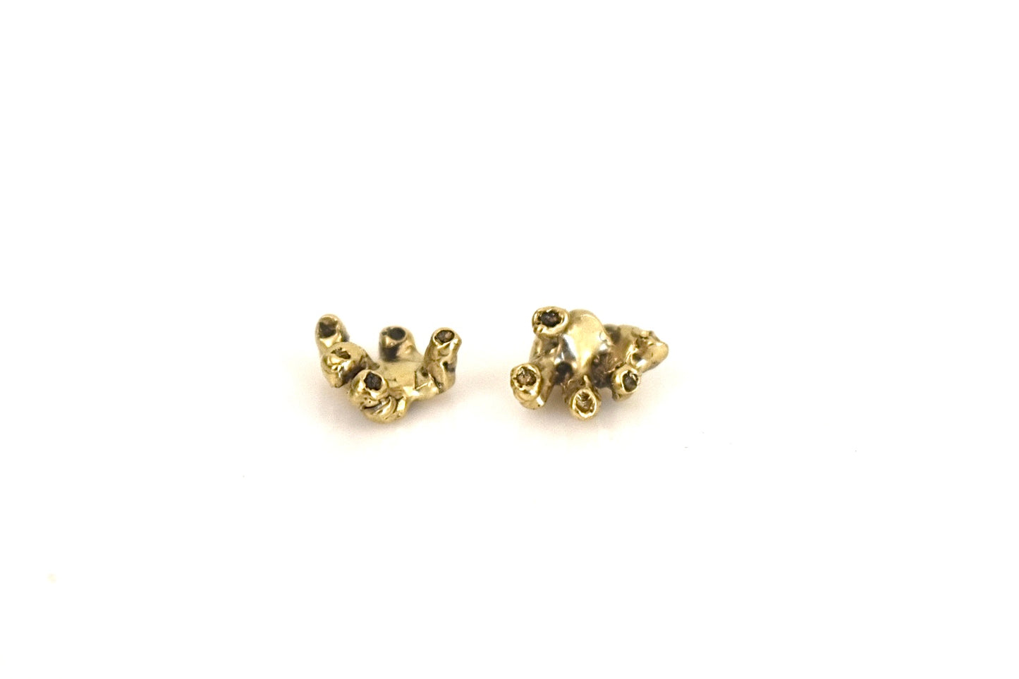 Yellow Gold Coral Earring Studs 9ct. Ullapool Scotland.