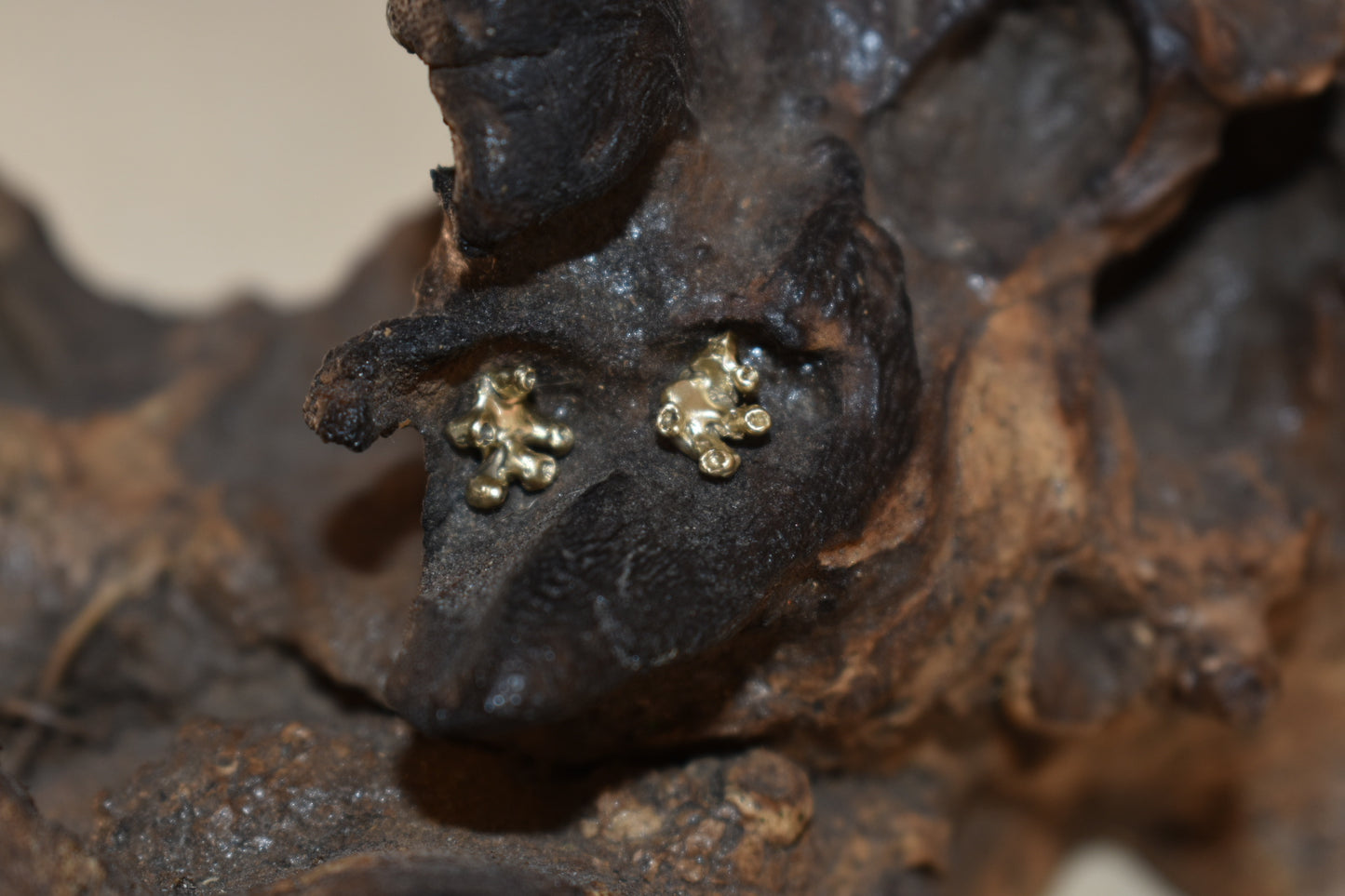 Yellow Gold Coral Earring Studs 9ct. Ullapool Scotland.