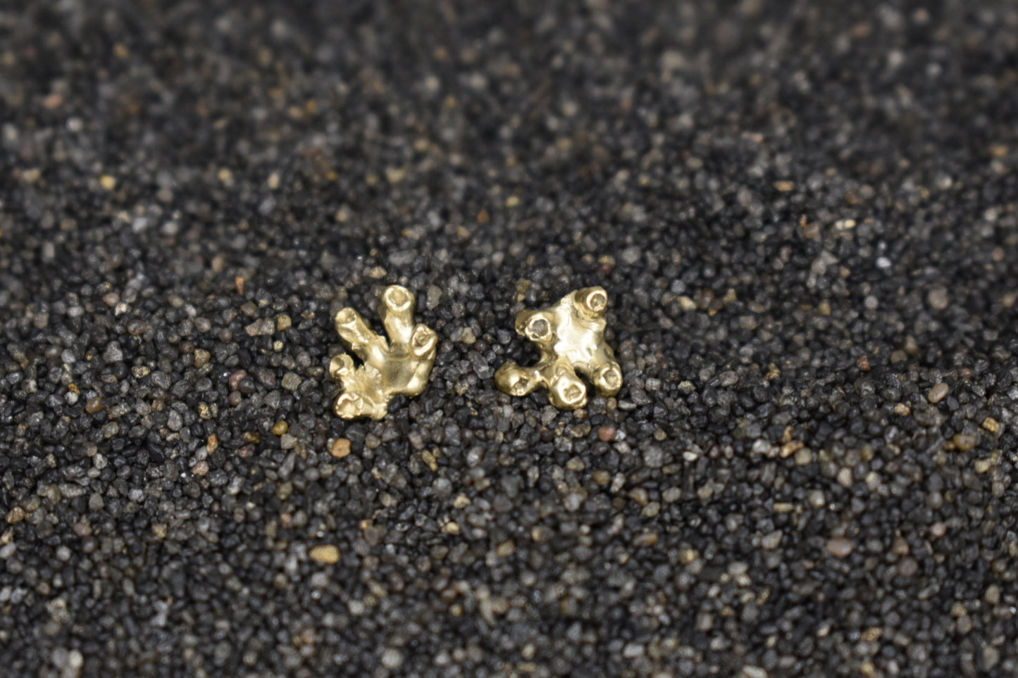 Yellow Gold Coral Earring Studs 9ct. Ullapool Scotland.