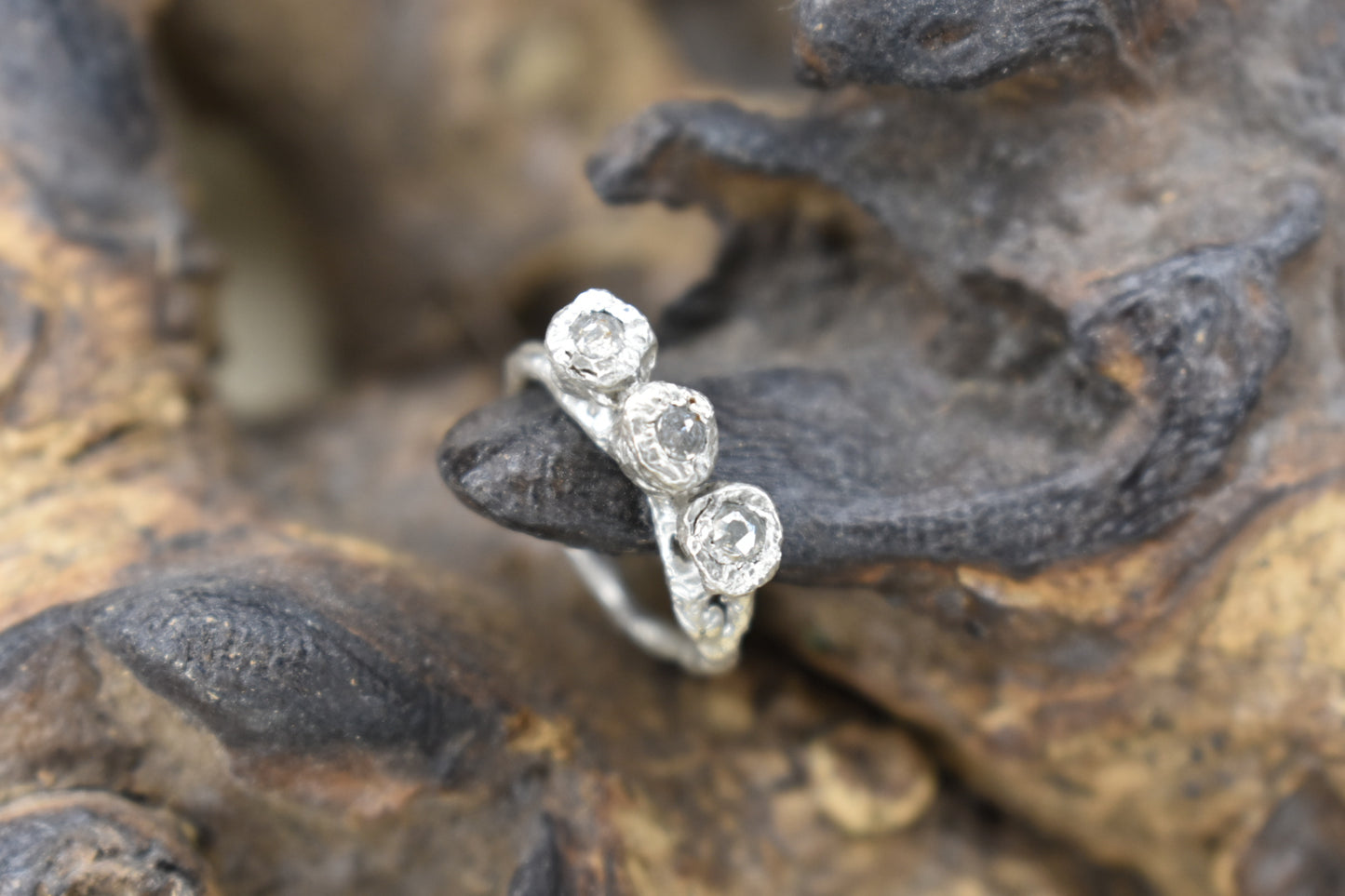 Salt and Pepper Diamonds 0.71cts Ring. Kinder Scout, Edale.